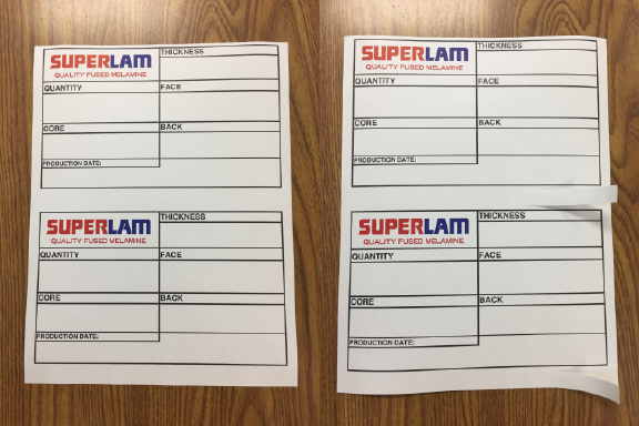 Product photo of laser sheet labels with diecut strip